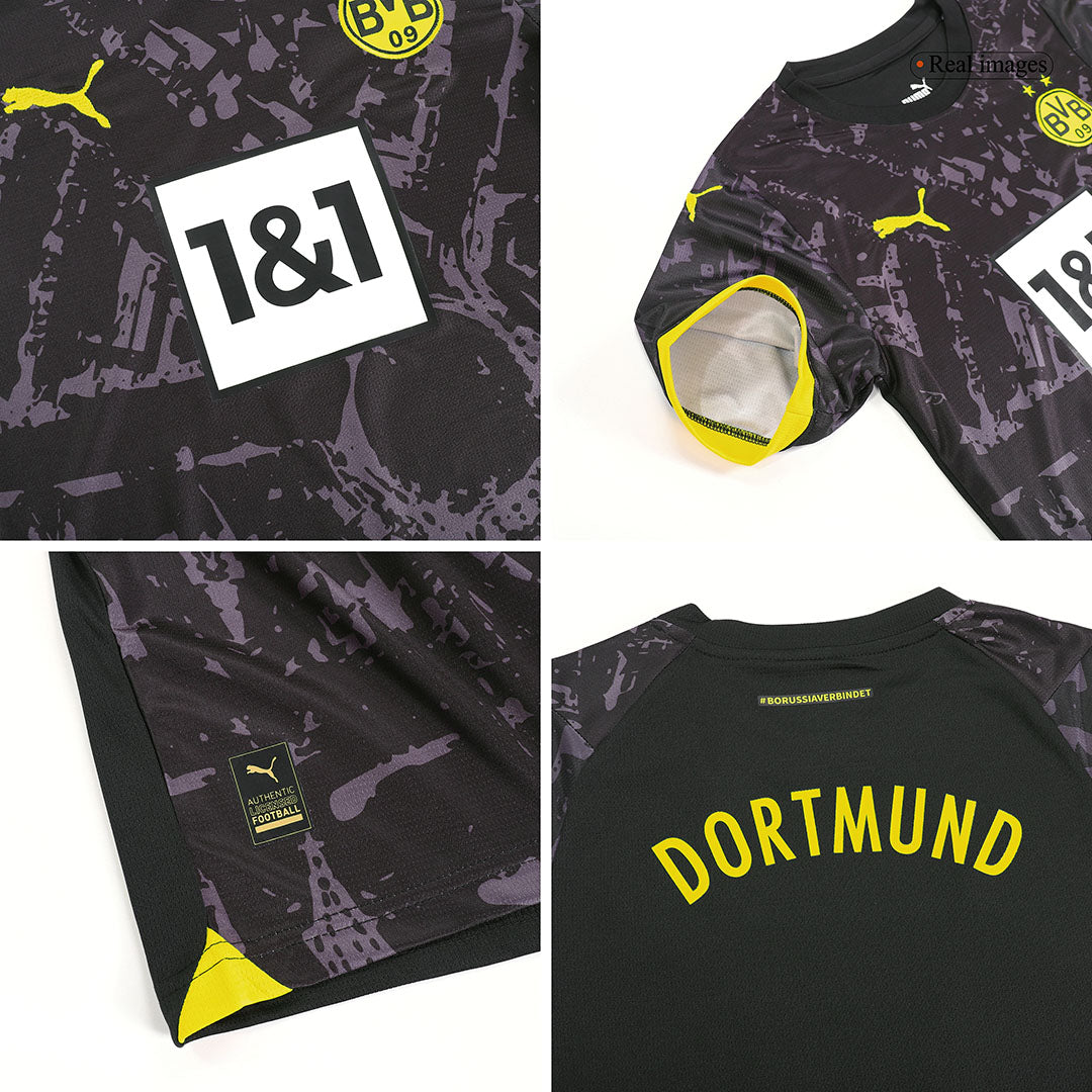 Kid's Borussia Dortmund Away Soccer Jersey Kit(Jersey+Shorts) 2023/24 footmaillots.fr