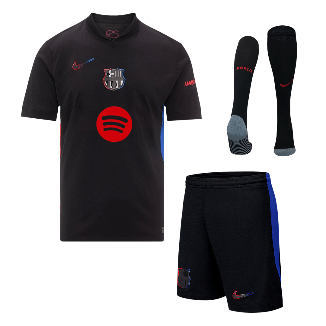 Barcelona Away Soccer Jersey Kit(Jersey+Shorts+Socks) 2024/25- Spotify Logo Without Text footmaillots.fr