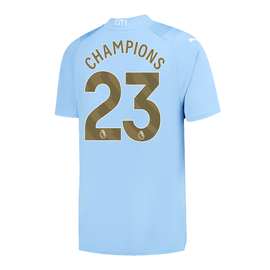 CHAMPIONS #23 Manchester City Home Soccer Jersey 2023/24 footmaillots.fr