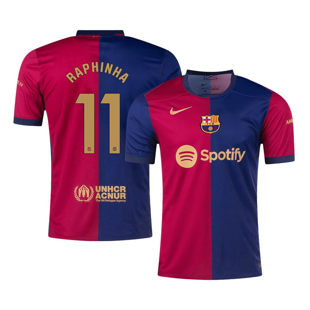 RAPHINHA #11 Barcelona Home Soccer Jersey 2024/25 footmaillots.fr