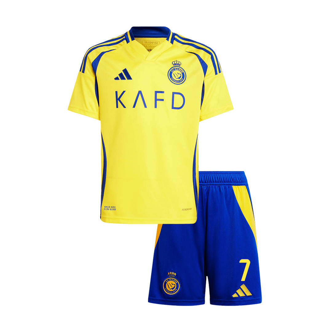 Kid's RONALDO #7 Al Nassr Home Soccer Jersey Kit(Jersey+Shorts) 2024/25 - ACL footmaillots.fr