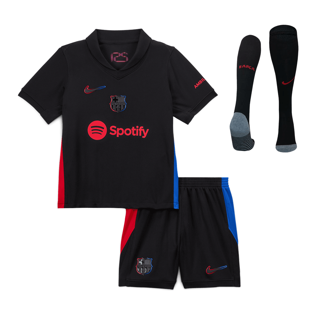 Kid's Barcelona Away Soccer Jersey Kit(Jersey+Shorts+Socks) 2024/25 footmaillots.fr
