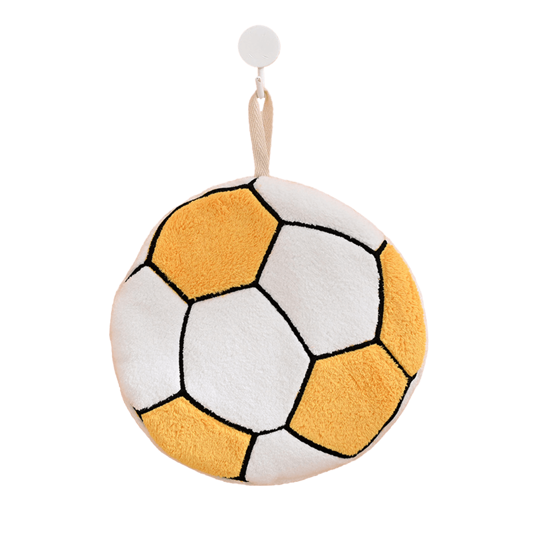 1 Pcs Hanging coral fleece quick-drying football hand towel Yellow footmaillots.fr