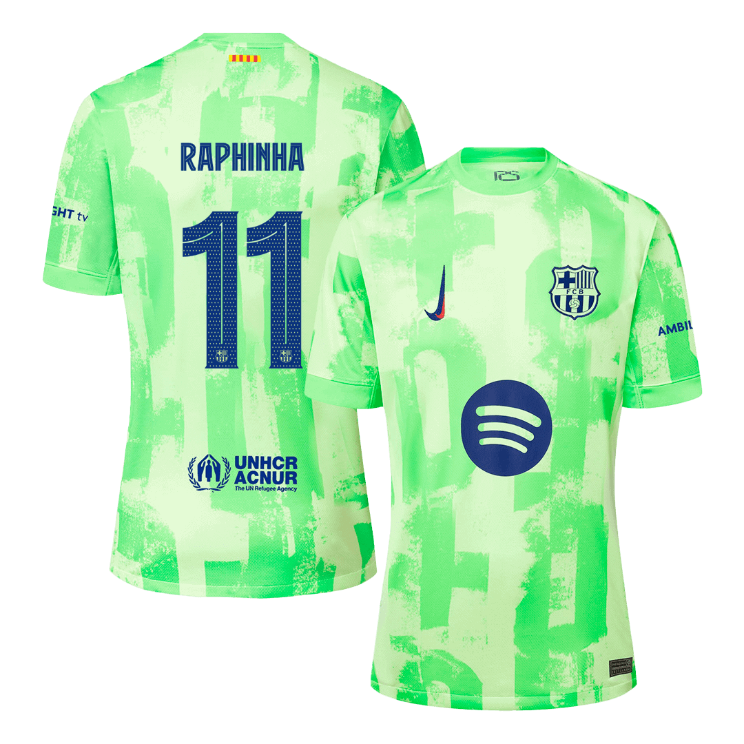 RAPHINHA #11 Barcelona Third Away Soccer Jersey 2024/25 - UCL?Spotify Logo Without Text? footmaillots.fr