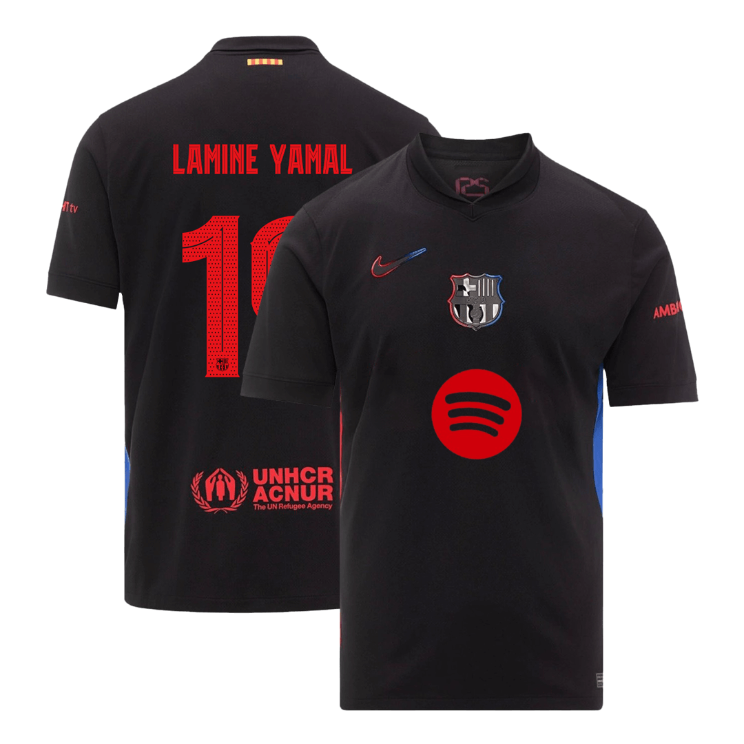 LAMINE YAMAL #19 Barcelona Away Soccer Jersey 2024/25 - UCL (Spotify Logo Without Text) footmaillots.fr