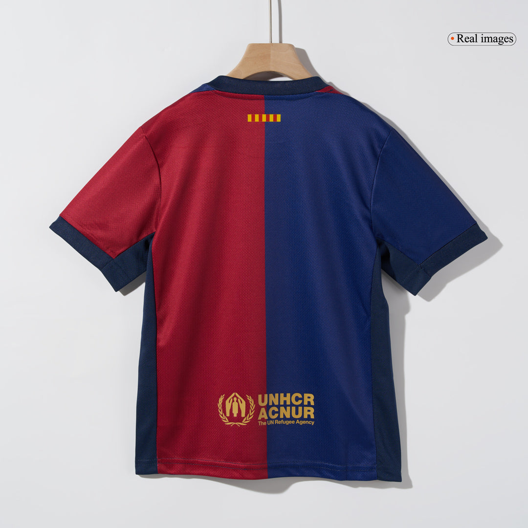 Kid's Barcelona Home Soccer Jersey Kit(Jersey+Shorts) 2024/25 - COLDPLAY footmaillots.fr