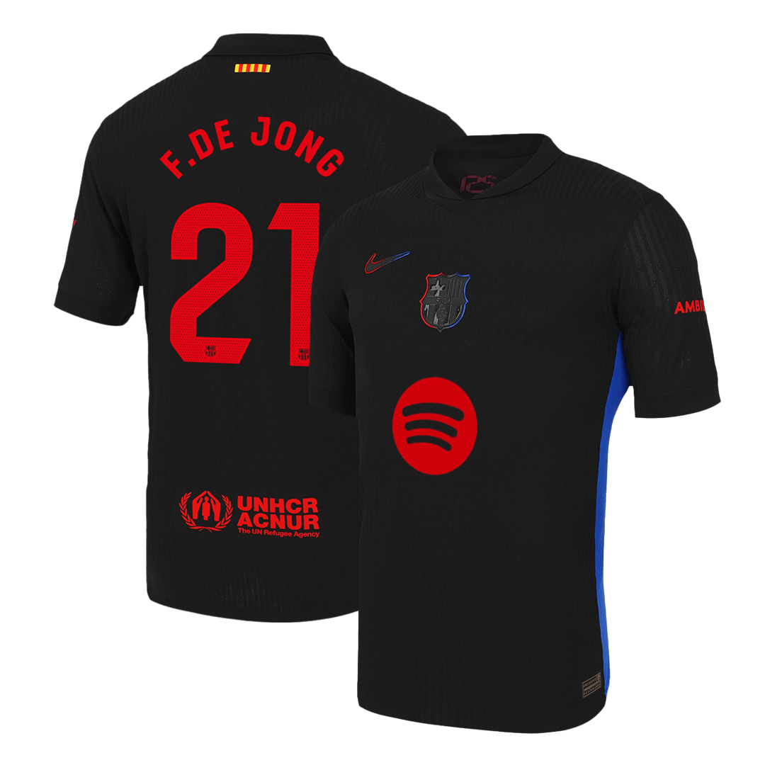 Player Version F.DE JONG #21 Barcelona Away Soccer Jersey 2024/25 - Spotify Logo Without Text footmaillots.fr