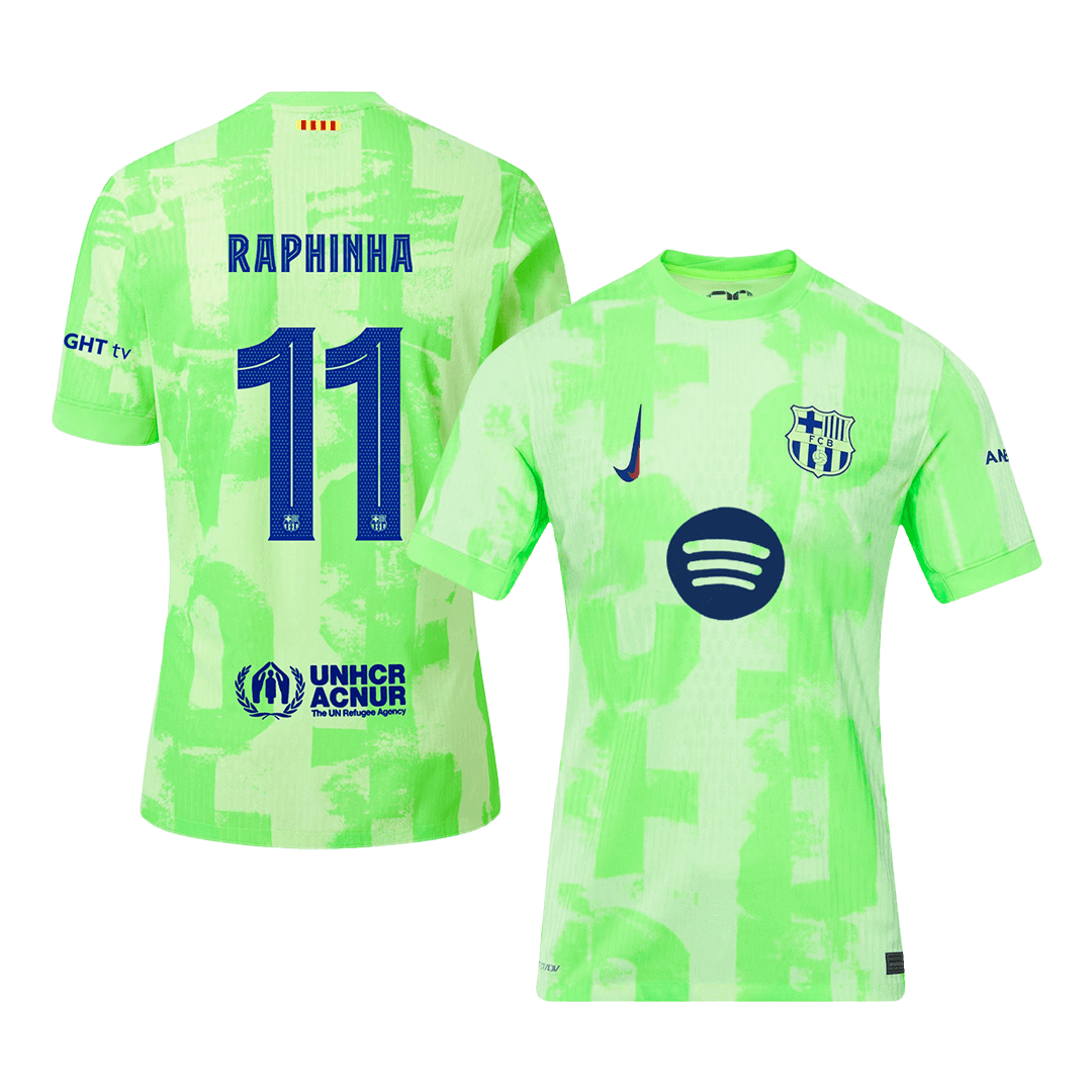 Player Version RAPHINHA #11 Barcelona Third Away Soccer Jersey 2024/25 - UCL?Spotify Logo Without Text? footmaillots.fr