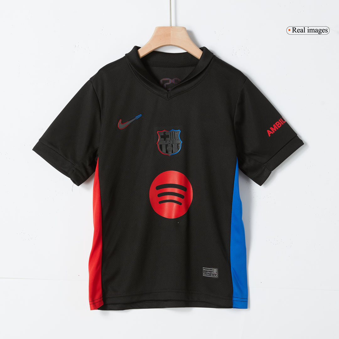 Kid's Barcelona Away Soccer Jersey Kit(Jersey+Shorts) 2024/25 - Spotify Logo Without Text footmaillots.fr