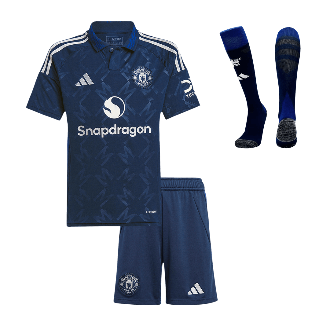 Kid's Manchester United Away Soccer Jersey Kit(Jersey+Shorts+Socks) 2024/25 footmaillots.fr
