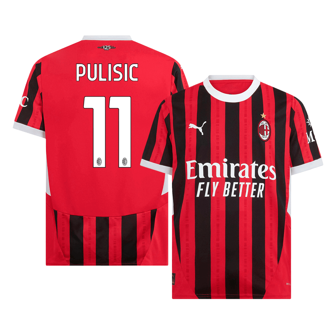 PULISIC #11 AC Milan Home Soccer Jersey 2024/25 footmaillots.fr