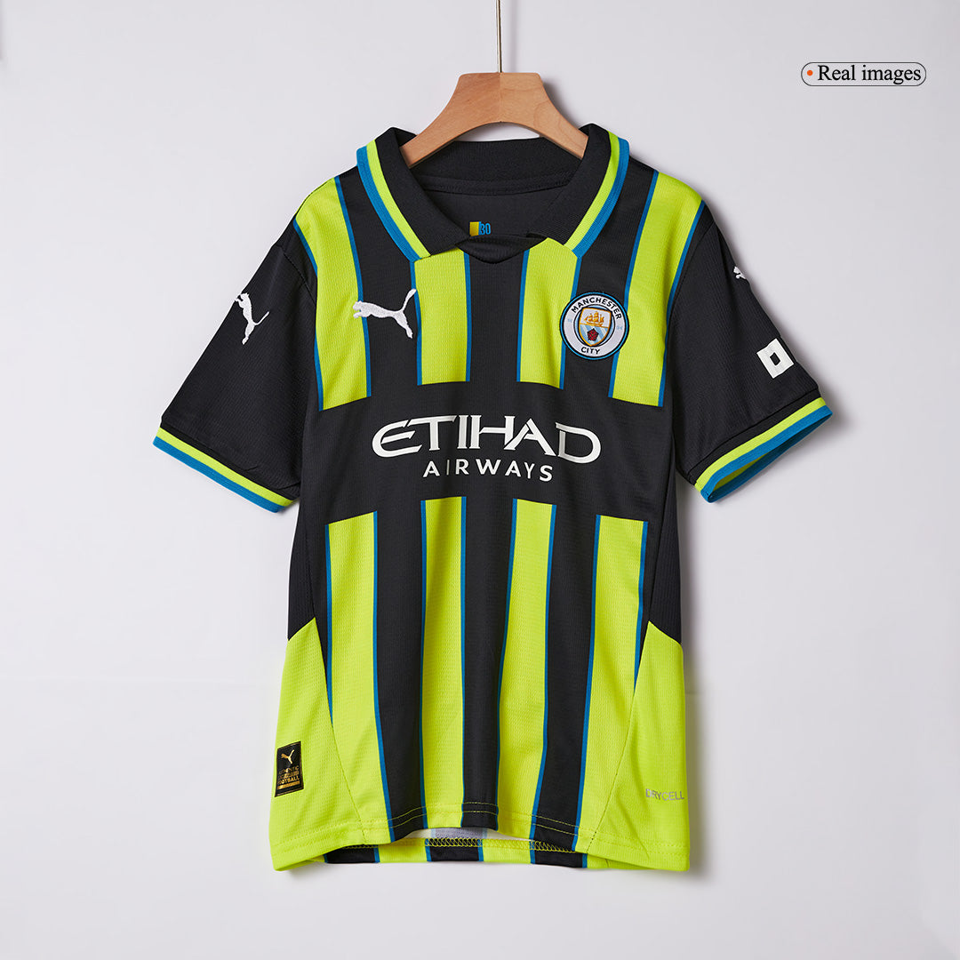 Kid's Manchester City Away Soccer Jersey Kit(Jersey+Shorts) 2024/25 footmaillots.fr