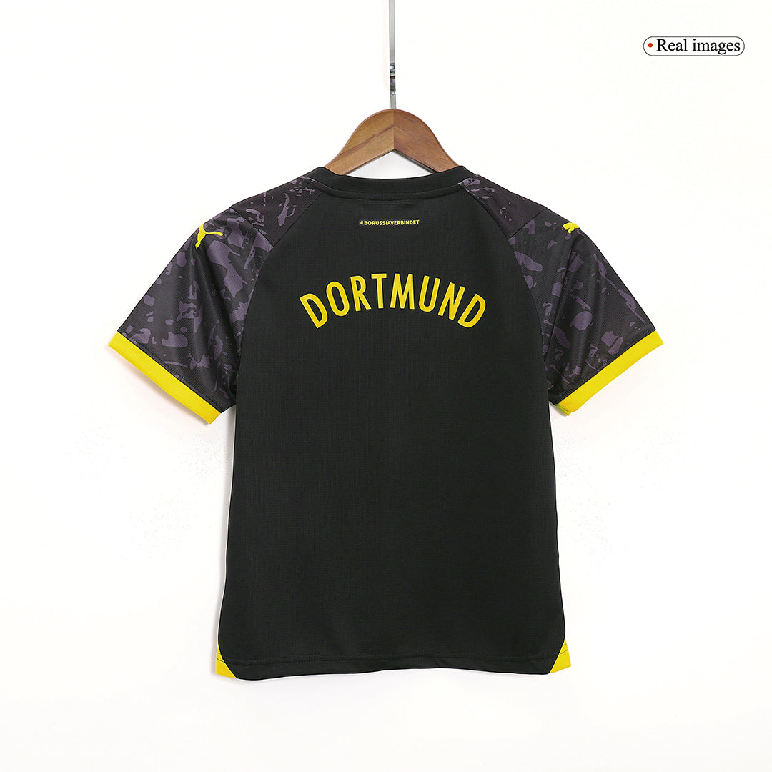 Kid's Borussia Dortmund Away Soccer Jersey Kit(Jersey+Shorts) 2023/24 footmaillots.fr