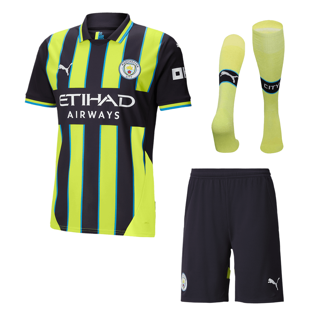 Manchester City Away Soccer Jersey Kit(Jersey+Shorts+Socks) 2024/25 footmaillots.fr
