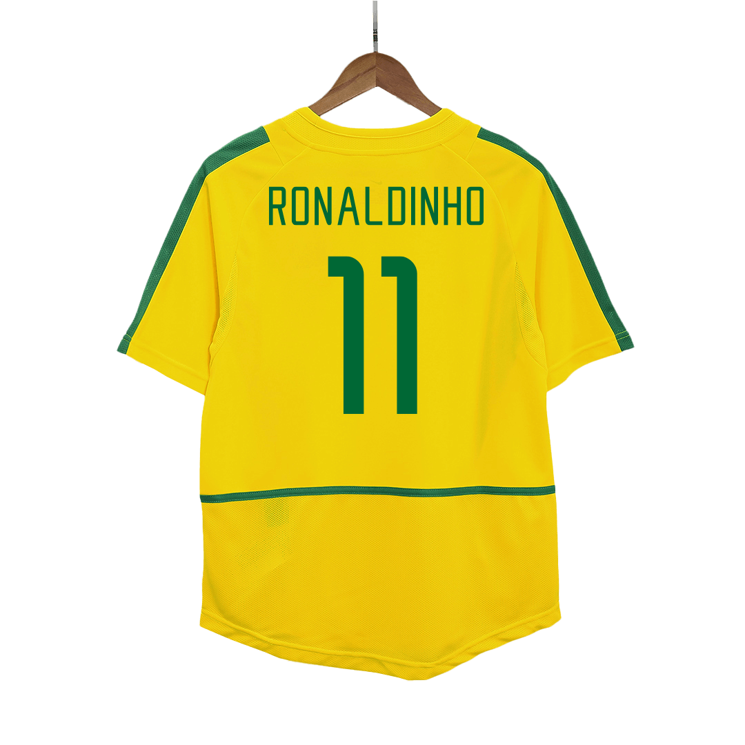 Retro RONALDINHO #11 2002/03 Brazil Home Soccer Jersey footmaillots.fr