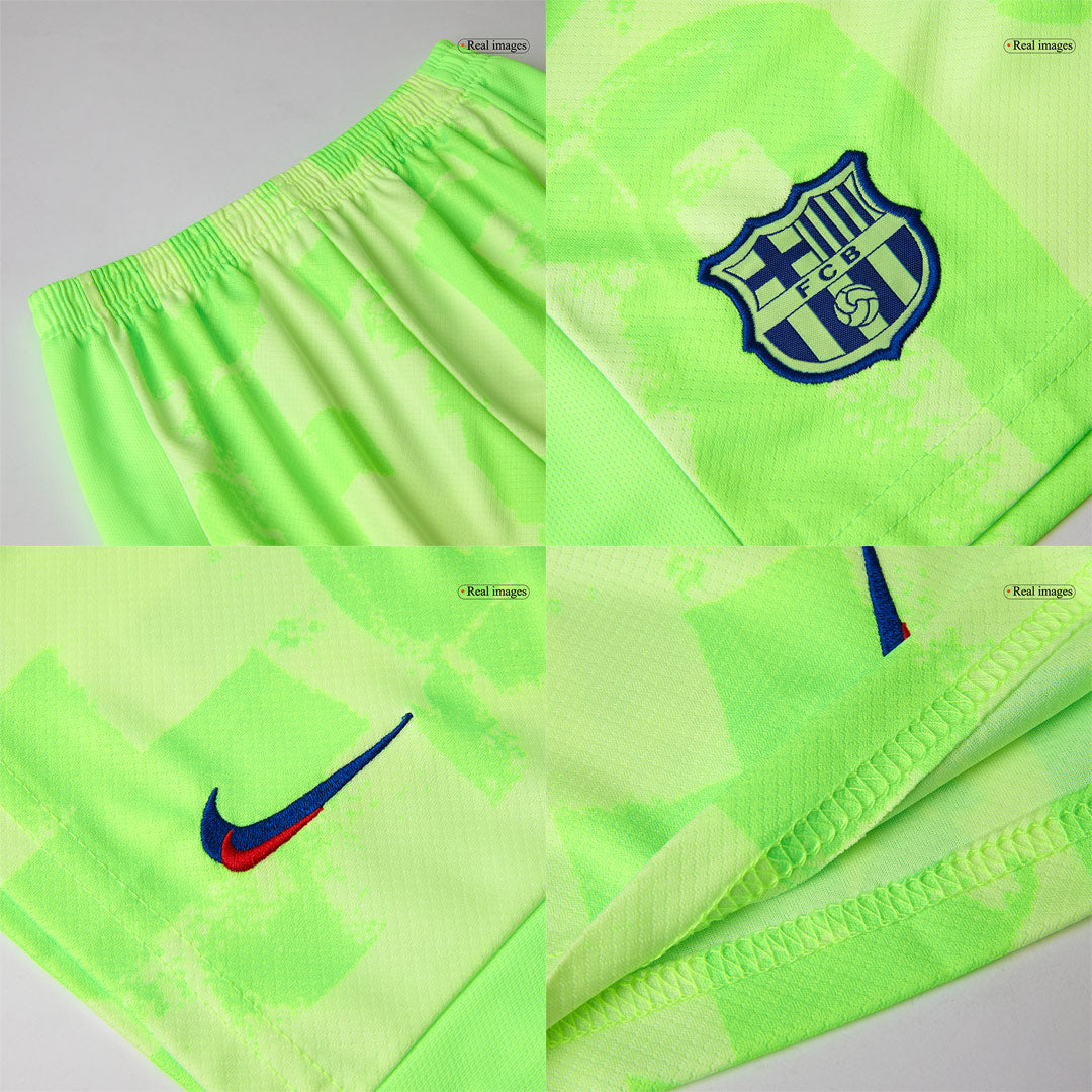 Kid's Barcelona Third Away Soccer Jersey Kit(Jersey+Shorts+Socks) 2024/25- UCL (Spotify Logo Without Text) footmaillots.fr