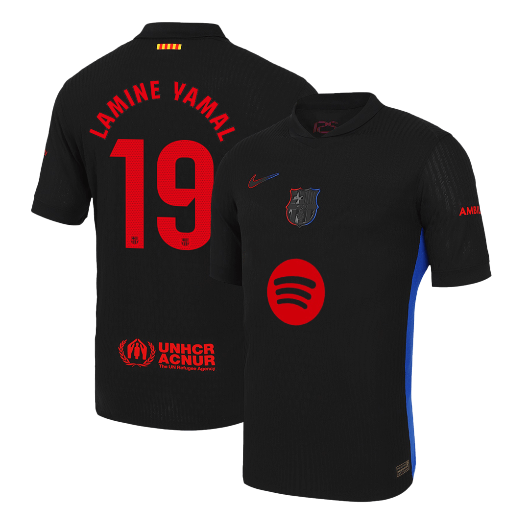 Player Version LAMINE YAMAL #19 Barcelona Away Soccer Jersey 2024/25 - Spotify Logo Without Text footmaillots.fr