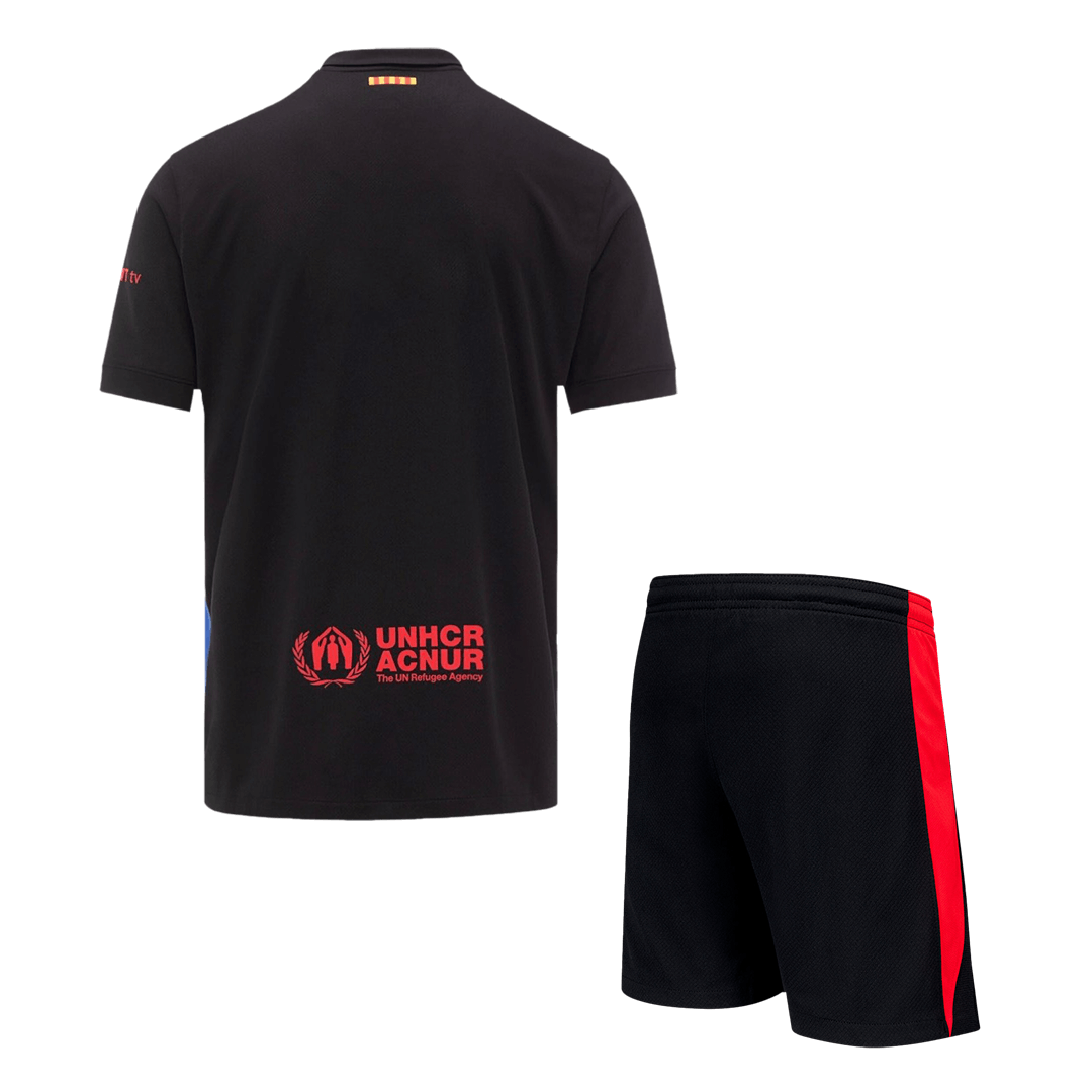 Barcelona Away Soccer Jersey Kit(Jersey+Shorts) 2024/25 - Spotify Logo Without Text footmaillots.fr
