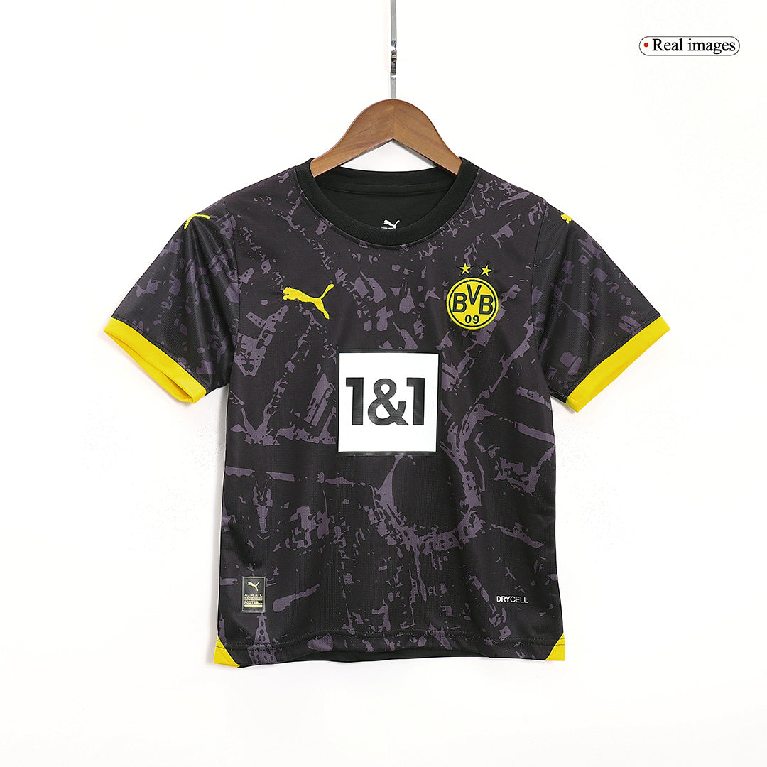 Kid's Borussia Dortmund Away Soccer Jersey Kit(Jersey+Shorts) 2023/24 footmaillots.fr