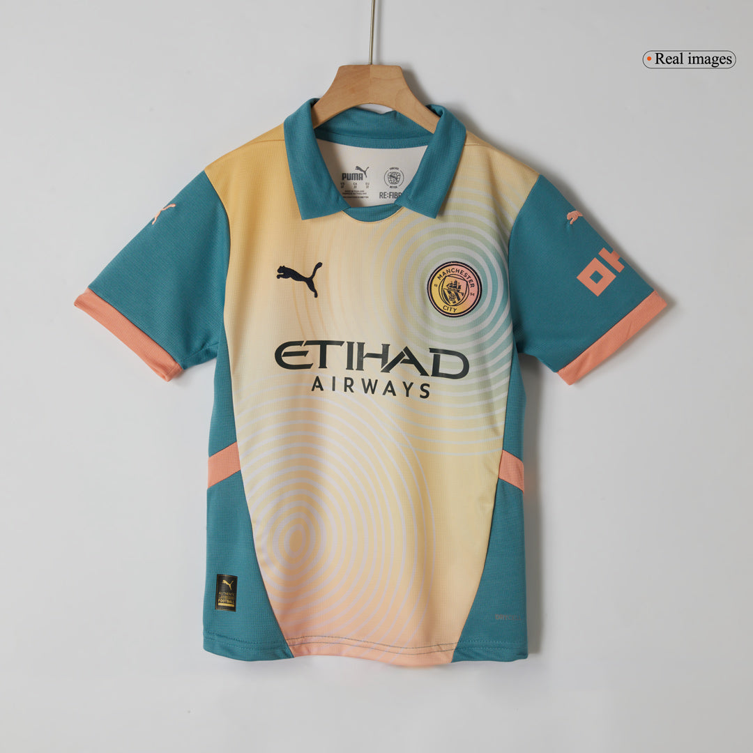 Kid's Manchester City Fourth Away Soccer Jersey Kit(Jersey+Shorts) 2024/25- Definitely City (UCL) footmaillots.fr