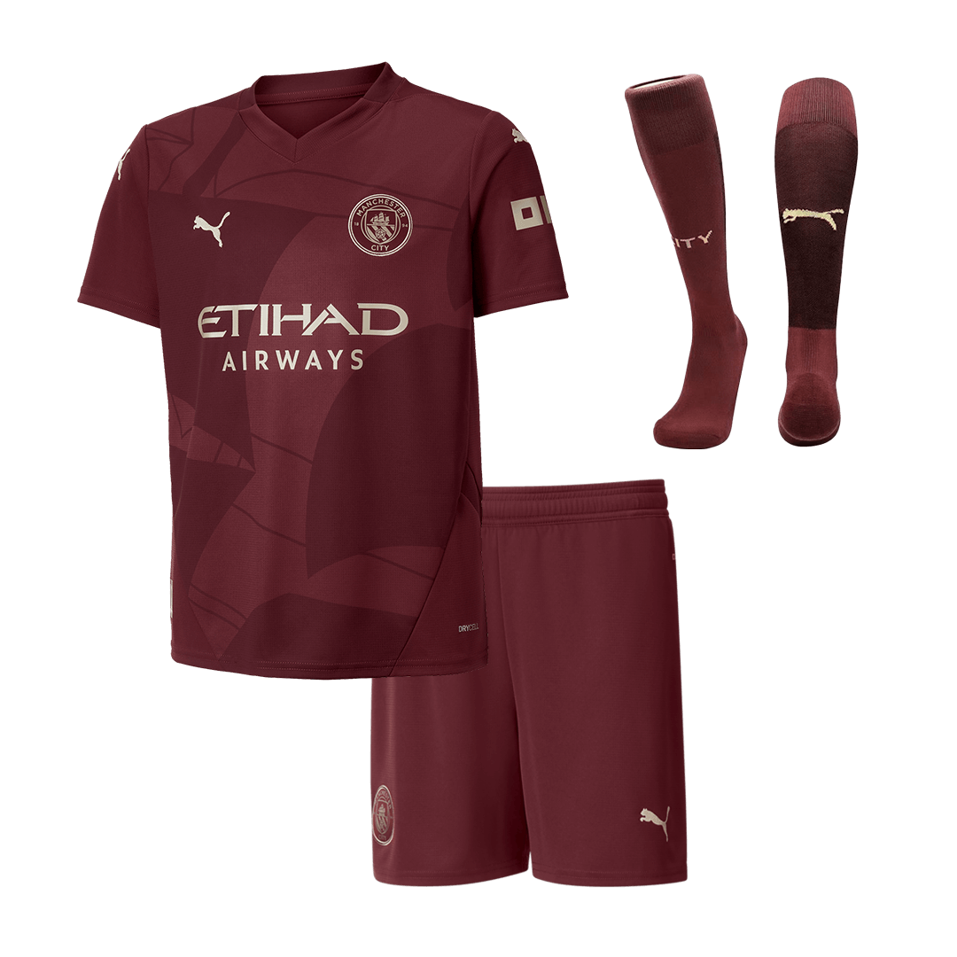 Kid's Manchester City Third Away Soccer Jersey Kit(Jersey+Shorts+Socks) 2024/25 footmaillots.fr
