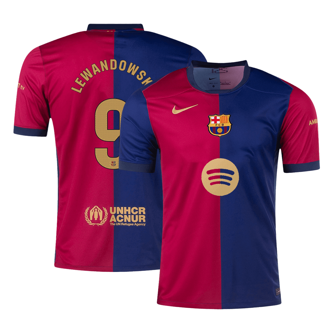 LEWANDOWSKI #9 Barcelona Home Soccer Jersey 2024/25- Spotify Logo Without Text footmaillots.fr