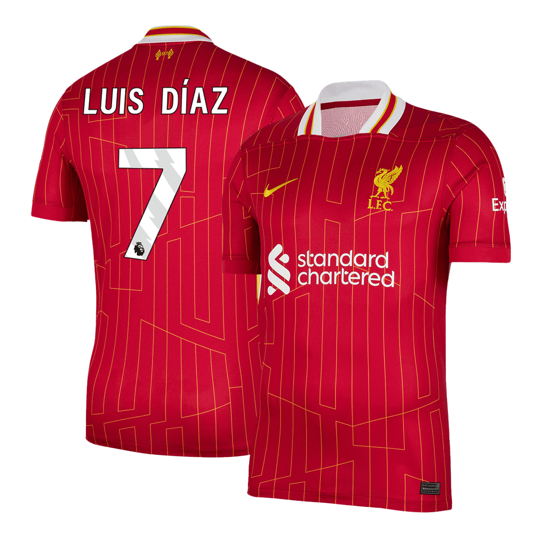 Luis Díaz #7 Liverpool Home Soccer Jersey 2024/25 footmaillots.fr