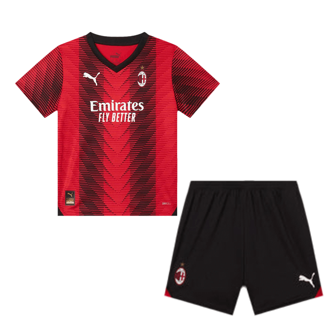 Kid's AC Milan Home Soccer Jersey Kit(Jersey+Shorts) 2023/24 footmaillots.fr