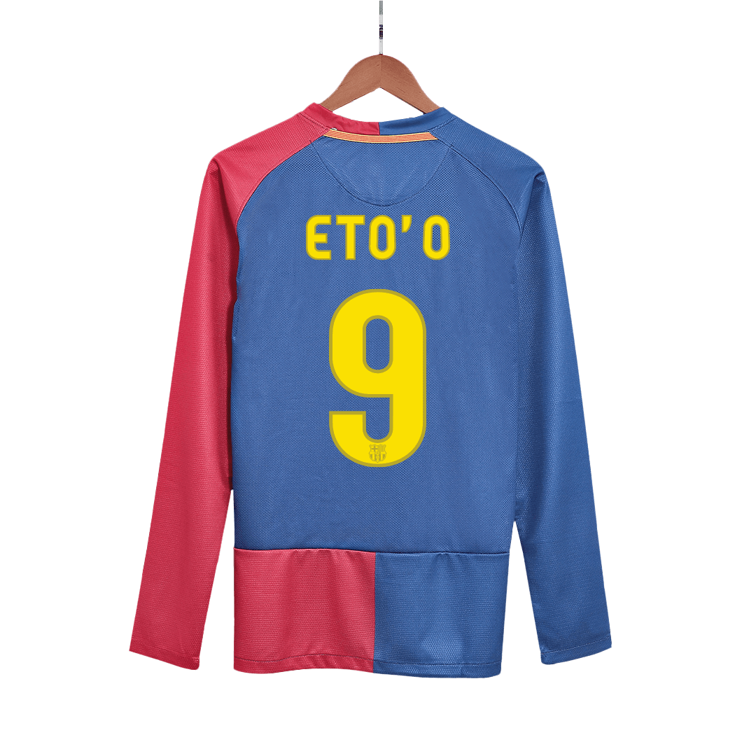 Retro ETO'O #9 2008/09 Barcelona Home Long Sleeve Soccer Jersey- UCL Final footmaillots.fr