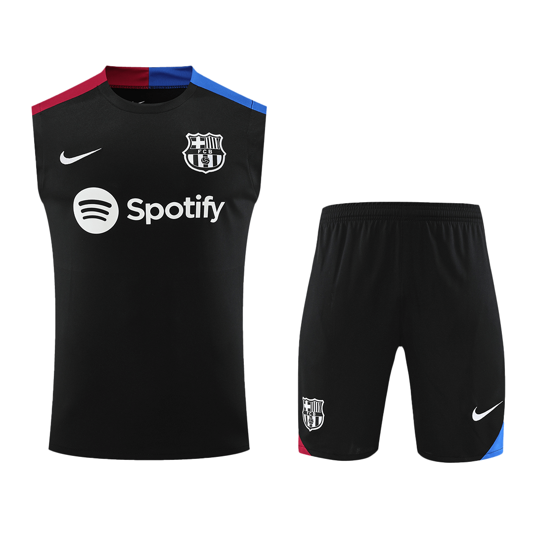 Barcelona Pre-Match Soccer Jersey Vest Kit(Jersey+Shorts) 2024/25 footmaillots.fr