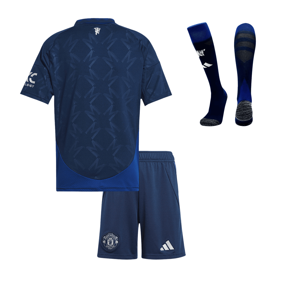 Kid's Manchester United Away Soccer Jersey Kit(Jersey+Shorts+Socks) 2024/25 footmaillots.fr