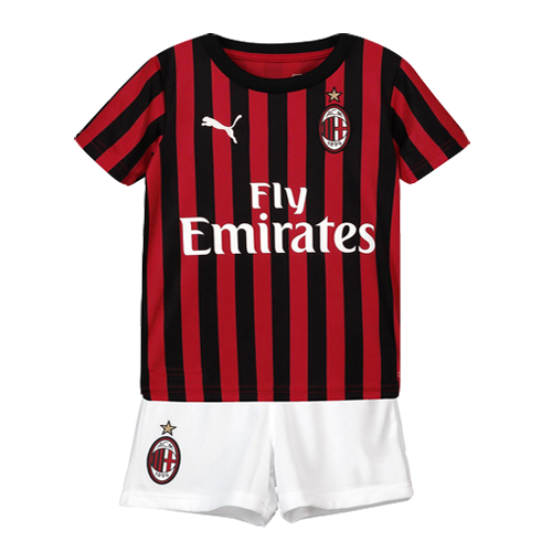 Kid's AC Milan Home  Soccer Jersey Kit(Jersey+Shorts) 2019/20 footmaillots.fr
