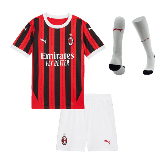 Kid's AC Milan Home  Soccer Jersey Kit(Jersey+Shorts+Socks) 2024/25 footmaillots.fr