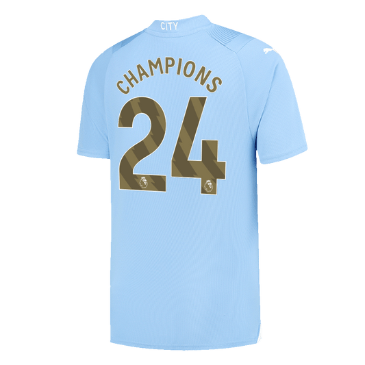 CHAMPIONS #24 Manchester City Home  Soccer Jersey 2023/24 footmaillots.fr