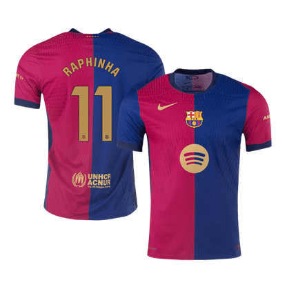 Player Version RAPHINHA #11 Barcelona Home  Soccer Jersey 2024/25 -?Spotify Logo Without Text? footmaillots.fr