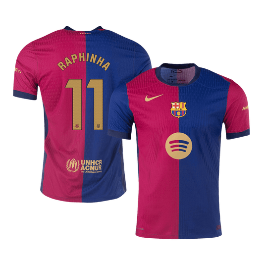 Player Version RAPHINHA #11 Barcelona Home  Soccer Jersey 2024/25 -?Spotify Logo Without Text? footmaillots.fr