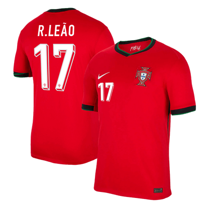 R.Leão #17 Portugal Home  Soccer Jersey Euro 2024 footmaillots.fr