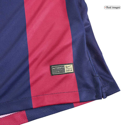 Retro MESSI #10 2014/15 Barcelona Home Long Sleeve  Soccer Jersey footmaillots.fr
