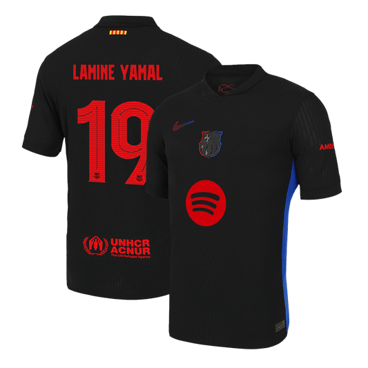 Player Version LAMINE YAMAL #19 Barcelona Away  Soccer Jersey 2024/25k - UCL?Spotify Logo Without Text? footmaillots.fr
