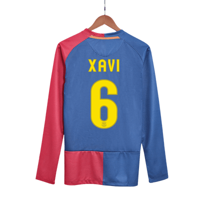 Retro XAVI #6 2008/09 Barcelona Home Long Sleeve  Soccer Jersey- UCL Final footmaillots.fr