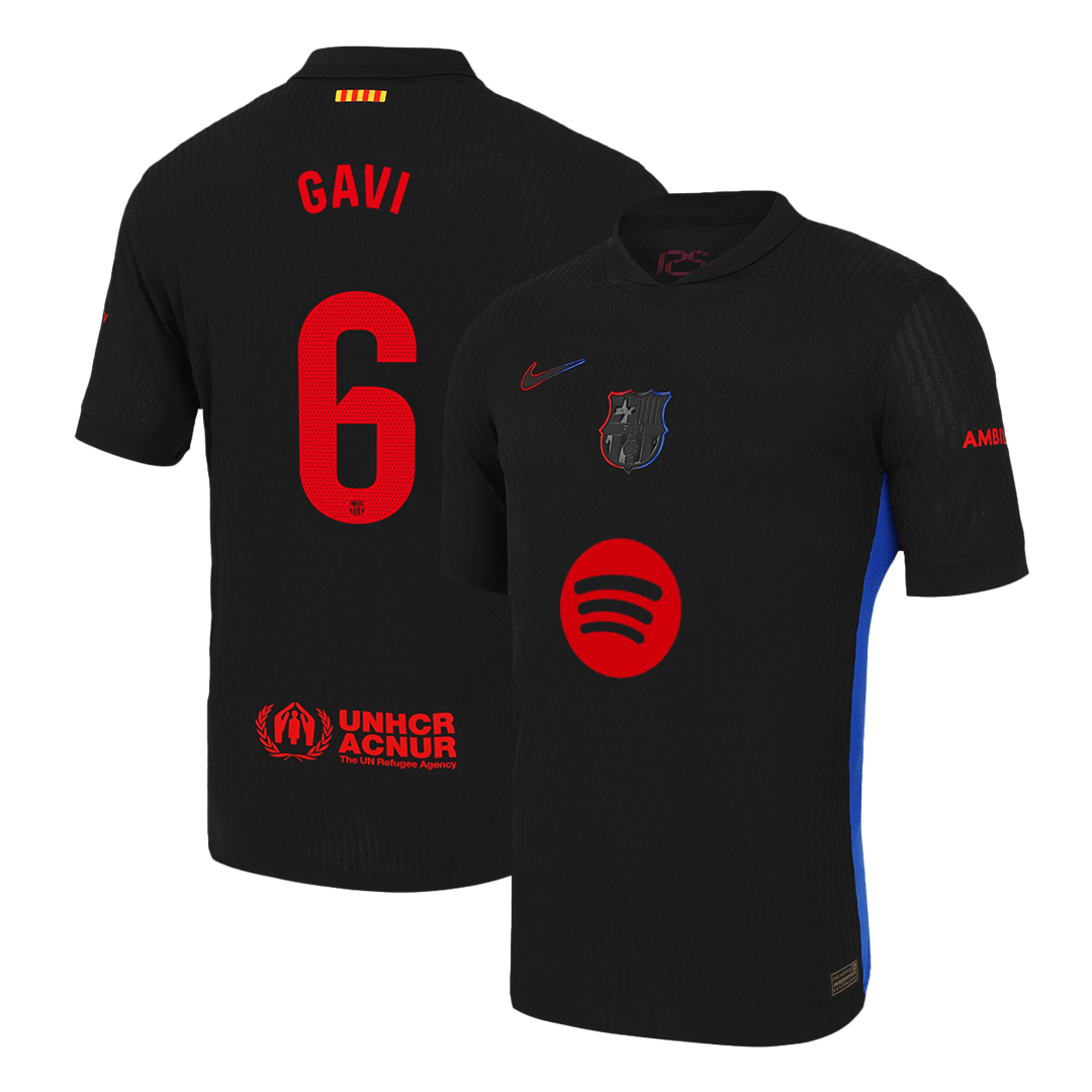 Player Version GAVI #6 Barcelona Away  Soccer Jersey 2024/25 - Spotify Logo Without Text footmaillots.fr