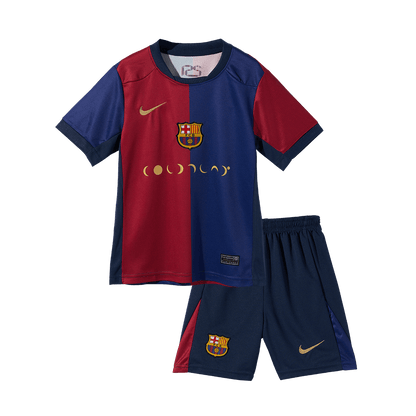 Kid's Barcelona Home  Soccer Jersey Kit(Jersey+Shorts) 2024/25 - COLDPLAY footmaillots.fr