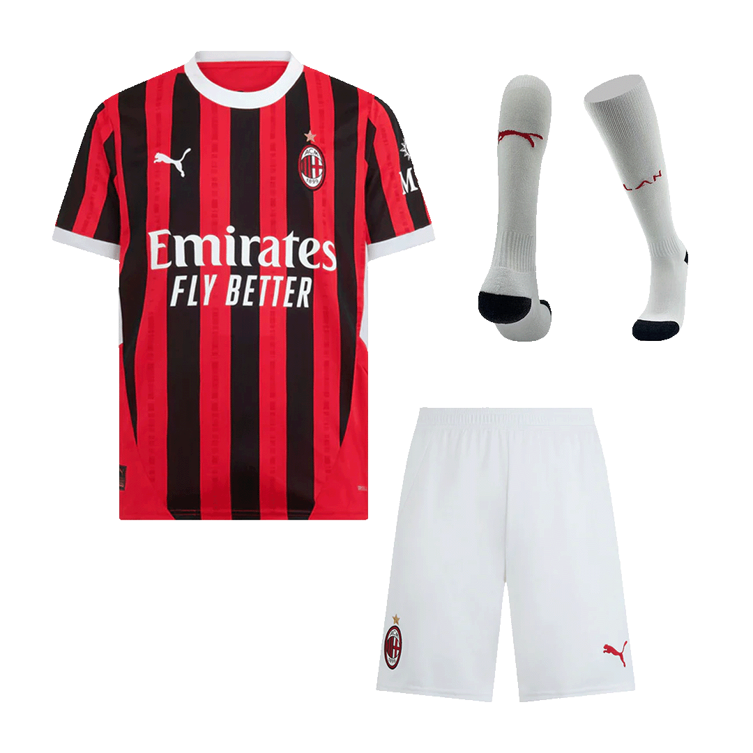 AC Milan Home  Soccer Jersey Kit(Jersey+Shorts+Socks) 2024/25 footmaillots.fr