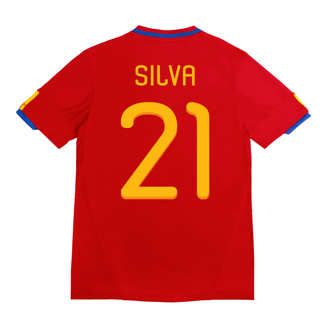 Retro SILVA #21 2010 Spain Home  Soccer Jersey footmaillots.fr