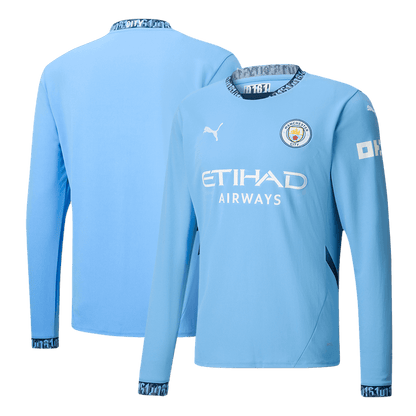 Manchester City Home Long Sleeve  Soccer Jersey 2024/25 footmaillots.fr