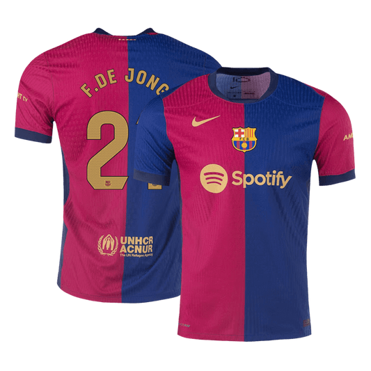 Player Version F.DE JONG #21 Barcelona Home  Soccer Jersey 2024/25 footmaillots.fr