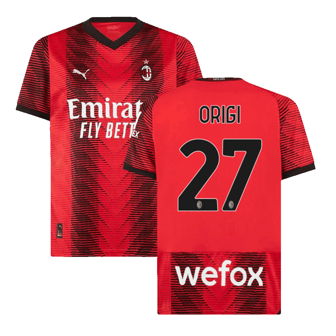 ORIGI #27 AC Milan Home  Soccer Jersey 2023/24 footmaillots.fr