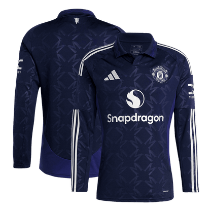Manchester United Away Long Sleeve  Soccer Jersey 2024/25 footmaillots.fr