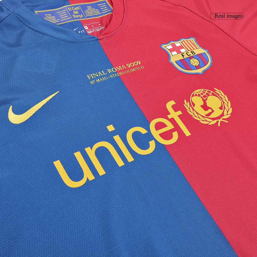 Retro XAVI #6 2008/09 Barcelona Home Long Sleeve  Soccer Jersey- UCL Final footmaillots.fr