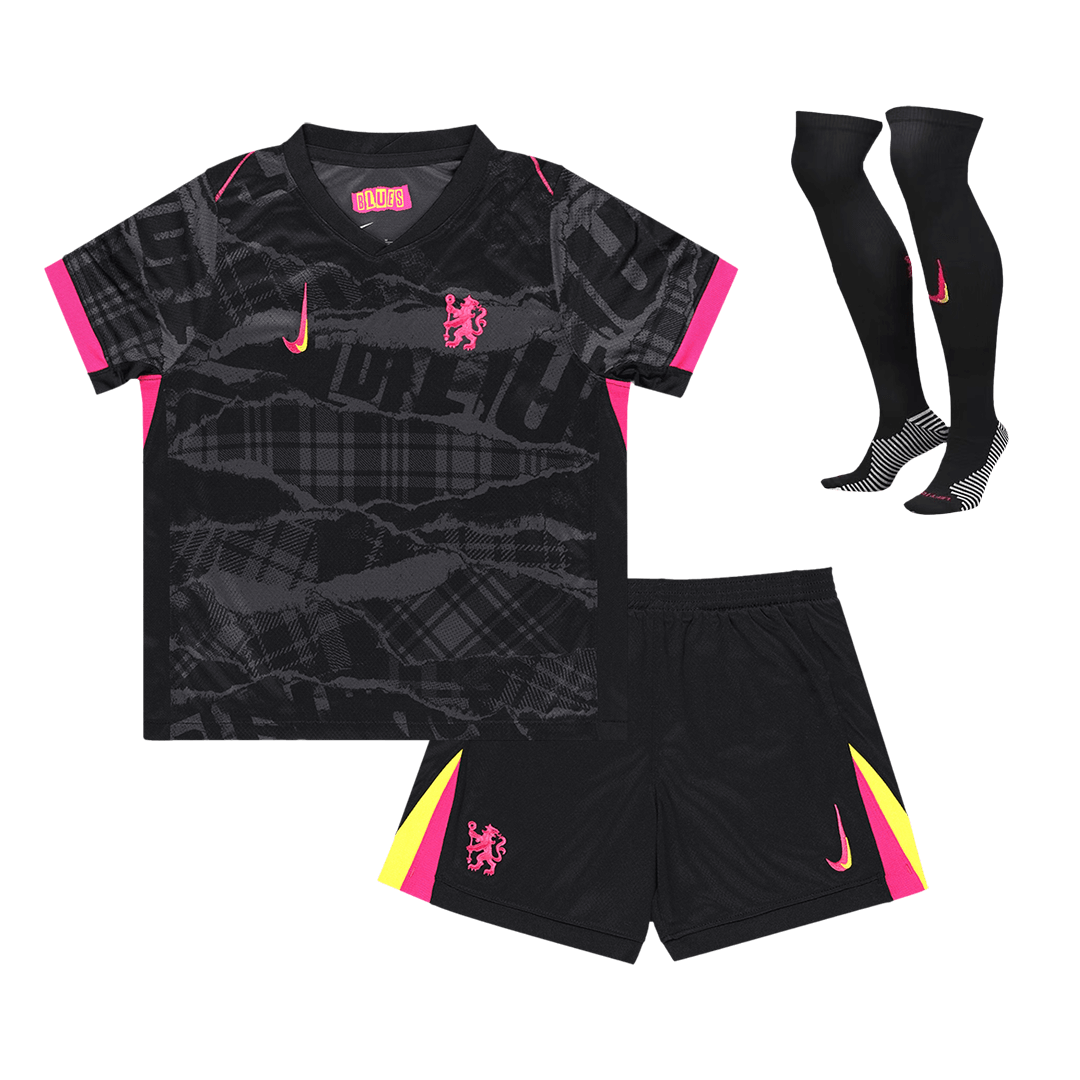 Kid's Chelsea Third Away  Soccer Jersey Kit(Jersey+Shorts+Socks) 2024/25 footmaillots.fr